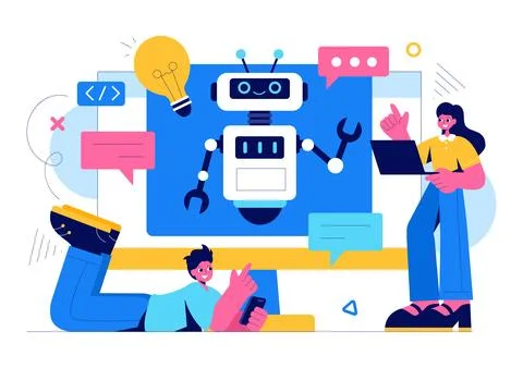 Artificial Intelligence Vector Illustration featuring a Digital Brain, Tech.. Stock Illustration