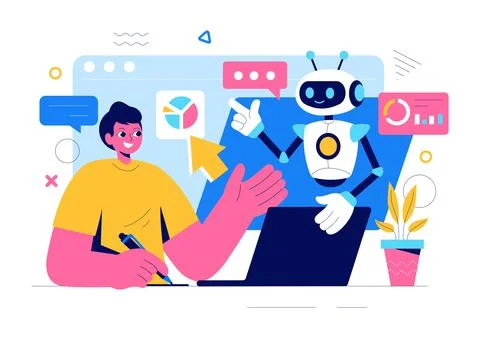 Artificial Intelligence Vector Illustration featuring a Digital Brain, Tech.. Stock Illustration