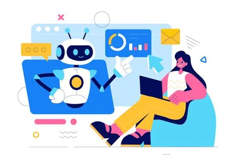 Artificial Intelligence Vector Illustration featuring a Digital Brain, Tech.. Stock Illustration