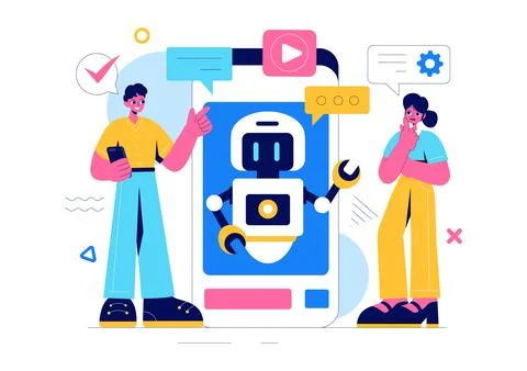 Artificial Intelligence Vector Illustration featuring a Digital Brain, Tech.. 스톡 일러스트