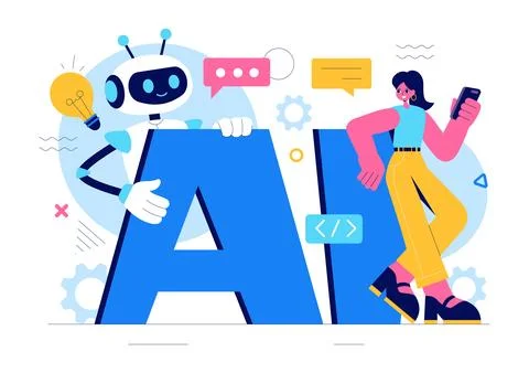 Artificial Intelligence Vector Illustration featuring a Digital Brain, Tech.. Stock Illustration