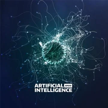 Artificial intelligence vector illustration. Turbulence flow trail. Futuristi Illustrazione stock