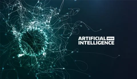 Artificial intelligence vector illustration. Turbulence flow trail. Futuristi Stock Illustration