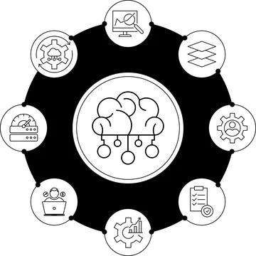 Artificial intelligence vector line icons set logo or background . AI technology Illustrazione stock