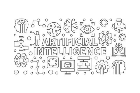 Artificial Intelligence vector modern horizontal banner 스톡 일러스트