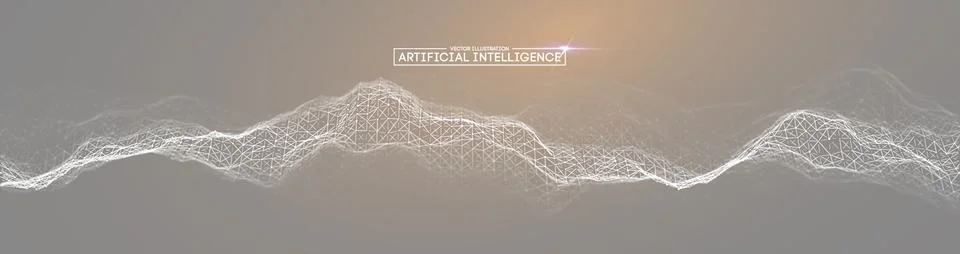 Artificial intelligence vector wave light background digital wallpaper Stock Illustration