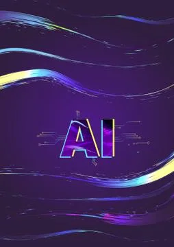 Artificial Intelligence vertical banner. AI letters on darl background with s Stock Illustration