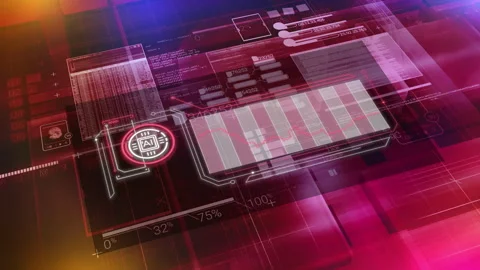 Artificial intelligence in the virtual digital space works with data. Stock Footage 327963622