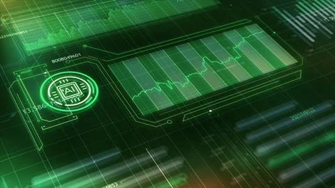 Artificial intelligence in the virtual digital space works with data. Stock Footage 327963692
