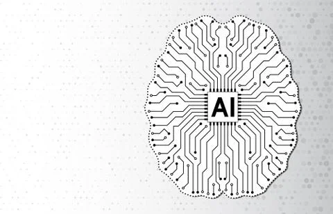 Artificial intelligence, virtual emulation, science technology. Stock Illustration