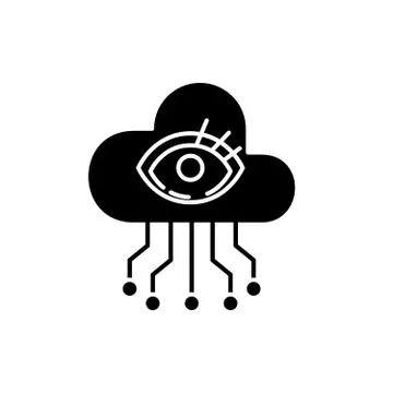 Artificial intelligence visualization black icon, vector sign on isolated 스톡 일러스트