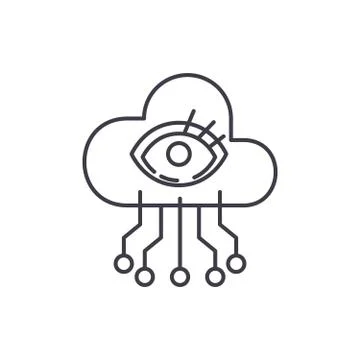 Artificial intelligence visualization line icon concept. Artificial intelligence Stock Illustration