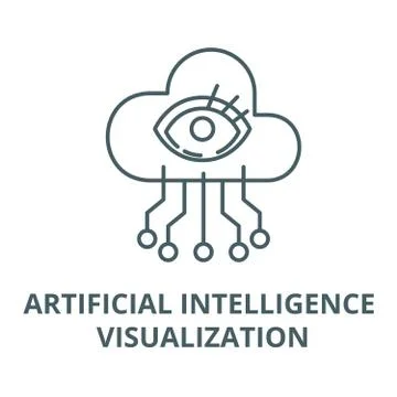 Artificial intelligence visualization vector line icon, linear concept, outline Stock Illustration