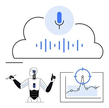 Artificial intelligence, voice recognition, cloud computing, data analytics,  Stock-Illustration