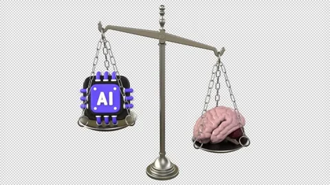 Artificial intelligence vs human brain scale –  looped with alpha channel. Видео 340333934