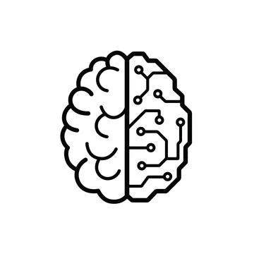 Artificial intelligence vs human brain concept icon technology and creativity Stock Illustration