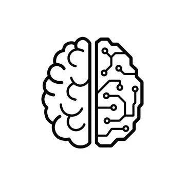 Artificial intelligence vs human brain concept icon technology and creativity Illustrazione stock