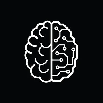 Artificial intelligence vs human brain icon concept neural network technology Illustrazione stock