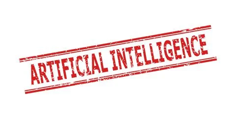 ARTIFICIAL INTELLIGENCE Watermark with Grunged Texture and Double Parallel Lines Stock Illustration