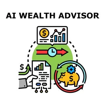 Artificial intelligence wealth advisor service providing financial management Illustrazione stock