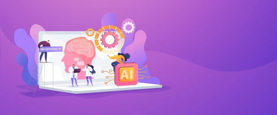 Artificial intelligence web banner concept. Stock Illustration