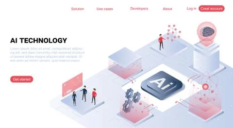Artificial intelligence website cover Stock Illustration