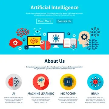 Artificial Intelligence Website Design Stock Illustration