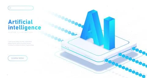 Artificial intelligence white banner イラスト素材