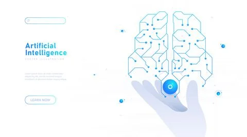 Artificial intelligence white poster vector Illustrazione stock