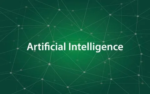 Artificial intelligence white tetx illustration with green constellation map as 스톡 일러스트