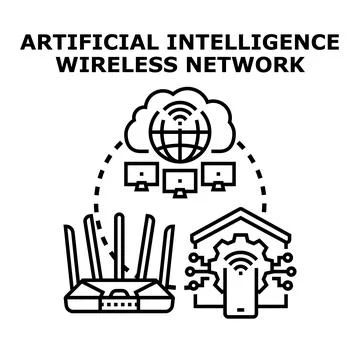 Artificial intelligence wireless network technology concept illustration Ilustración de archivo