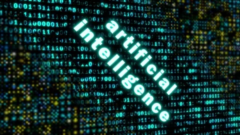 Artificial intelligence word on binary moving code Stock Footage 253555052