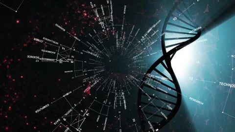Artificial intelligence word cloud with dna chain animation Vídeos de archivo 333714104