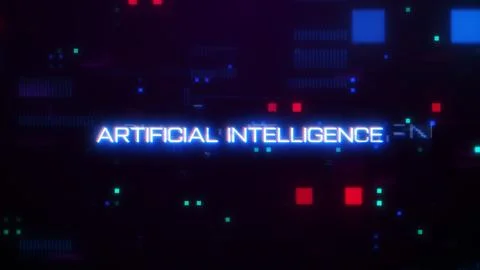 Artificial Intelligence word with digital glitch Ilustración de archivo