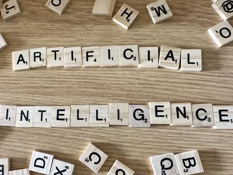 Artificial Intelligence Word Game Graphic - AI Foto stock