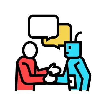 Artificial intelligence work introduction color icon vector illustration Stock Illustration