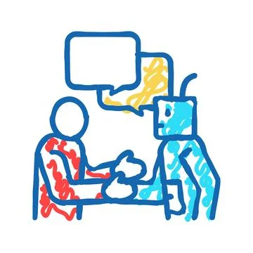 Artificial intelligence work introduction icon doodle illustration Stock Illustration