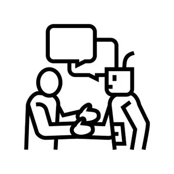 Artificial intelligence work introduction line icon vector illustration Stock Illustration