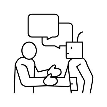 Artificial intelligence work introduction line icon vector illustration Stock Illustration