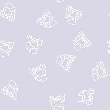 Artificial intelligence work introduction line seamless pattern Stock Illustration