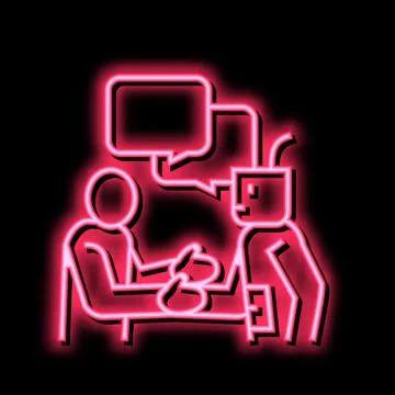 Artificial intelligence work introduction neon glow icon illustration Stock Illustration
