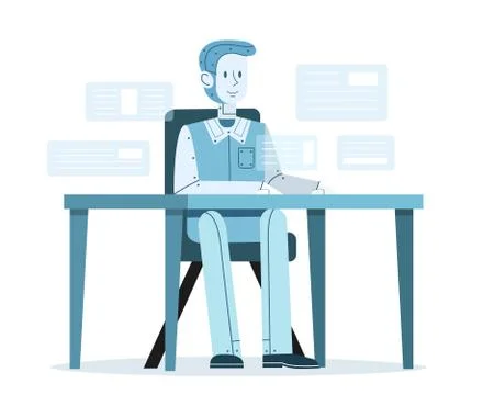Artificial intelligence work vector illustration Stock Illustration