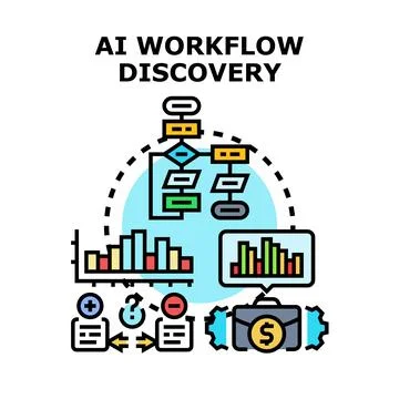Artificial intelligence workflow discovery process concept Stock Illustration