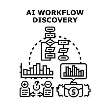 Artificial intelligence workflow discovery process concept Stock Illustration