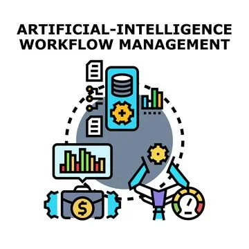 Artificial intelligence workflow management optimizing business processes Illustrazione stock