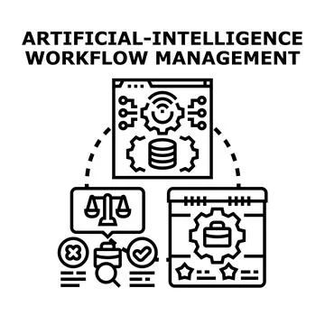 Artificial intelligence workflow managing business processes Illustrazione stock