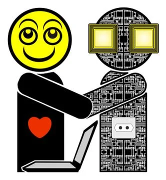 Artificial intelligence at workplace Stock Illustration