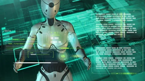 Artificial intelligence works with an electronic data set, 3D render. Stock Footage 157948270