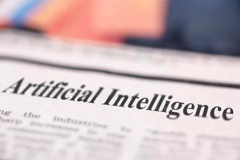 Artificial Intelligence written newspaper Foto stock