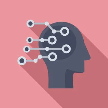 Artificial intelligent icon, flat style Stock Illustration